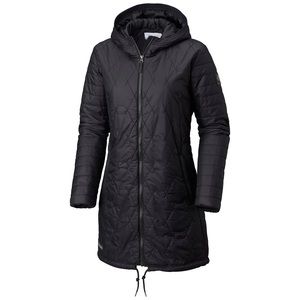 Black Columbia Insulated Mid/ Long Thigh Length Jacket